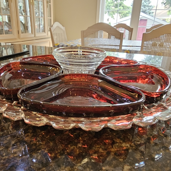 Vintage Anchor Hocking 7-pce Relish Dish - Picture 2 of 11